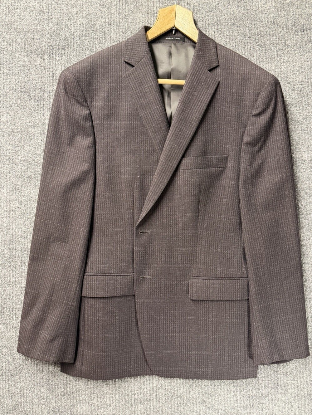 Calvin Klein Blazer Men 44L Purple Plaid Wool Sport Coat Two Button